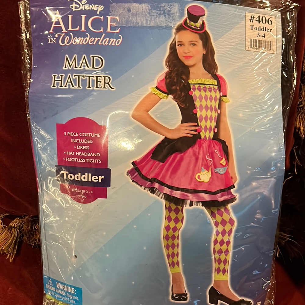 Brand New Alive In Wonderland Mad Hatter Costume Toddler 3-4. Never worn